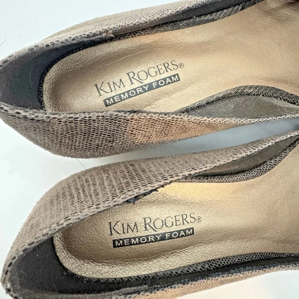 Kim Rogers Olissa Classic Pump Women's 6.5M Brown Faux Reptile Textile Heels